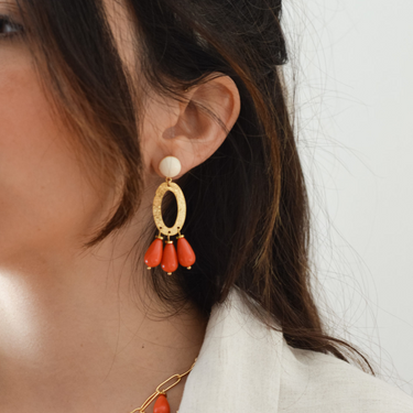 Monica earrings - coral