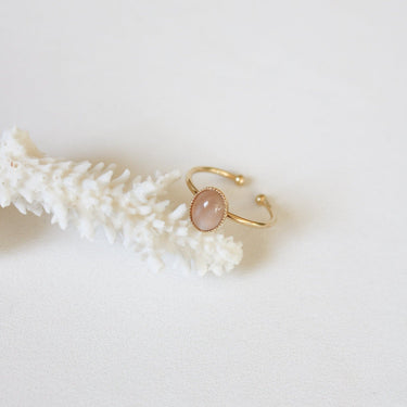 Bague Louise moyenne - quartz rose