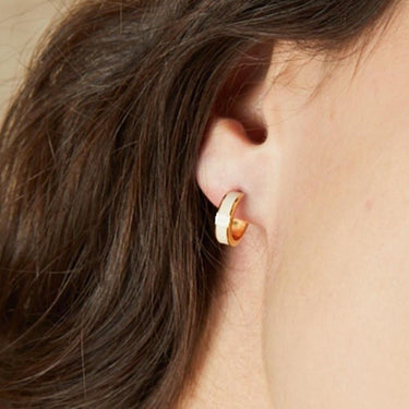 Mini Bangle Hoop Earrings - sand white