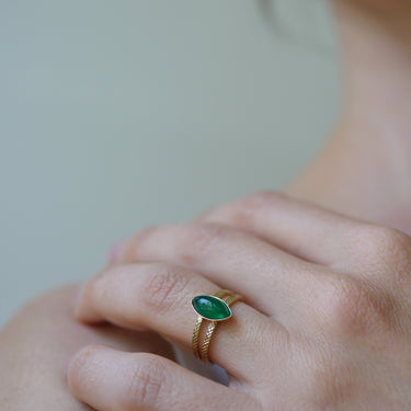 Bague double Henriette - Agate verte