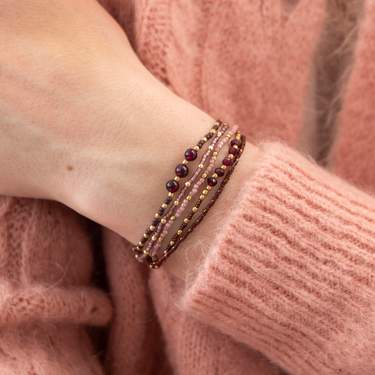 Bracelet Together doré  - Grenat