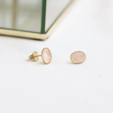 Louise stud earrings - rose quartz
