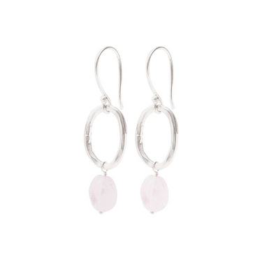 Boucles Graceful argenté - Quartz rose