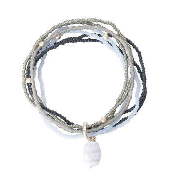 Bracelet Nirmala argenté - Agate bleue