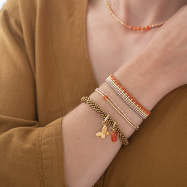 Bracelet Friendship doré - Cornaline