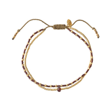Bracelet Friendship doré - Grenat