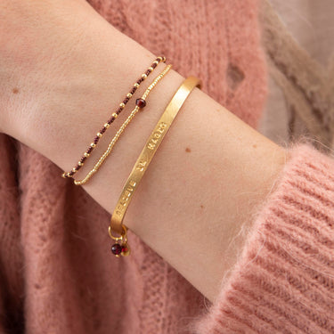 Bracelet Friendship doré - Grenat