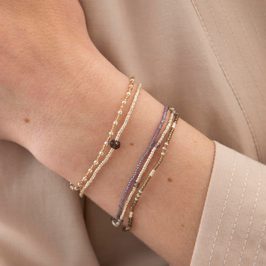 Bracelet Friendship argenté - Quartz fumé