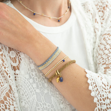 Bracelet Friendship doré - Lapis Lazuli