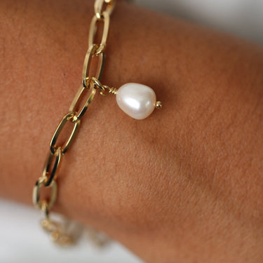 Anna freshwater pearl bracelet - thick chain