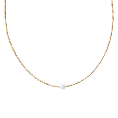 Collier Flora doré - Agate bleue