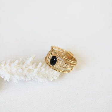 Medium Elena ring - black onyx