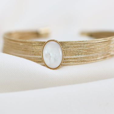 Bracelet jonc Elena - Blanc nacre