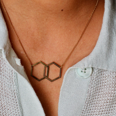 Mixed hexagon necklace