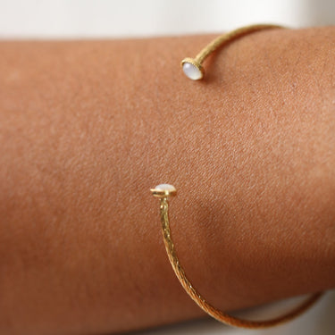 Bracelet jonc Laura - nacre blanche