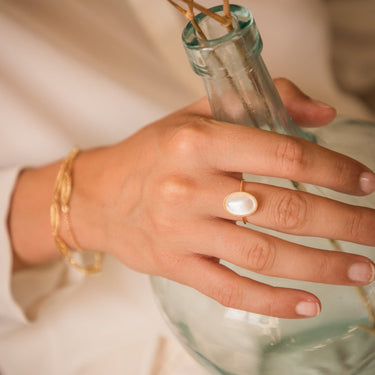 Bague Louise moyenne - quartz rose